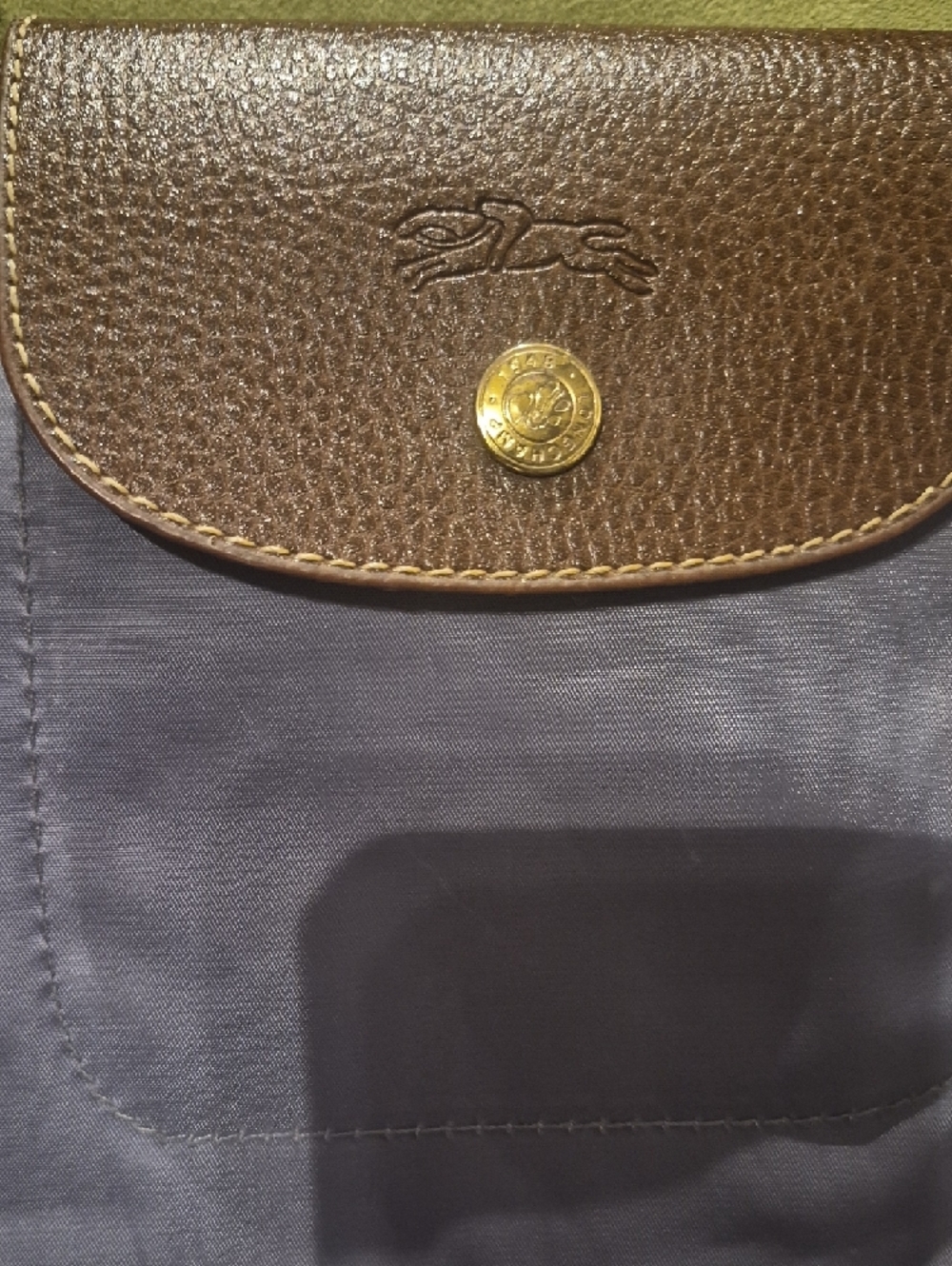 Longchamp Pliage XL Gray Tote Bag with Brown Leather Trim - Picture 2 of 11